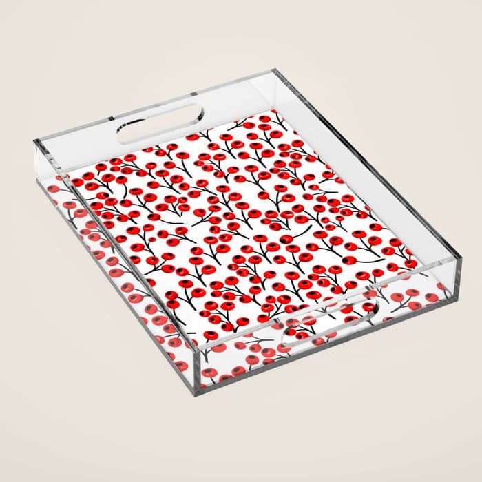 Christmas Red Fruit - Pattern No 4 Acrylic Tray