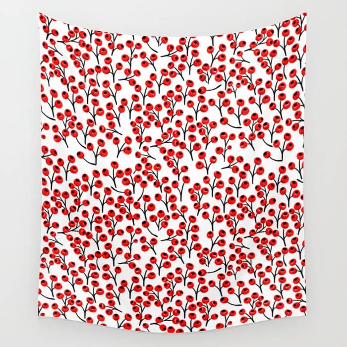 Christmas Red Fruit - Pattern No 4 Wall Tapestry