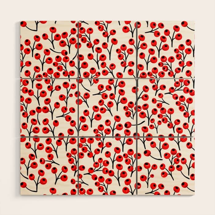 Christmas Red Fruit - Pattern No 4 Wood Wall Art