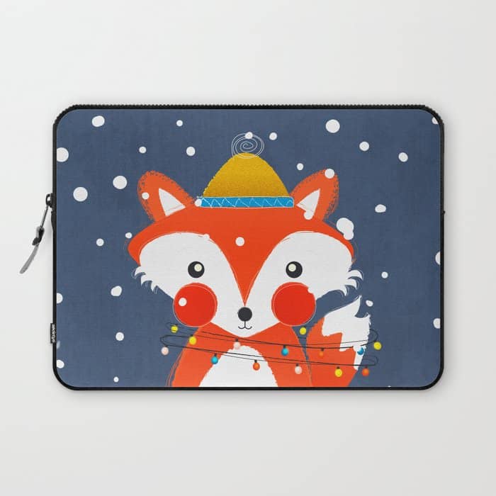 Cute Christmas Fox In The Snow Laptop Sleeve