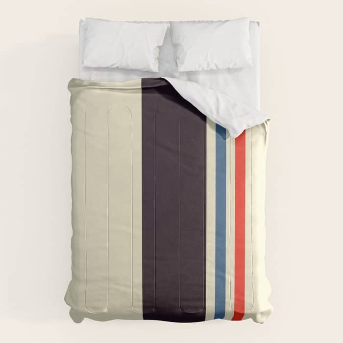 Classic Minimal Racing Car Retro Stripes - Furaribi Comforter