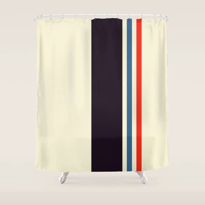 Classic Minimal Racing Car Retro Stripes - Furaribi Shower Curtain