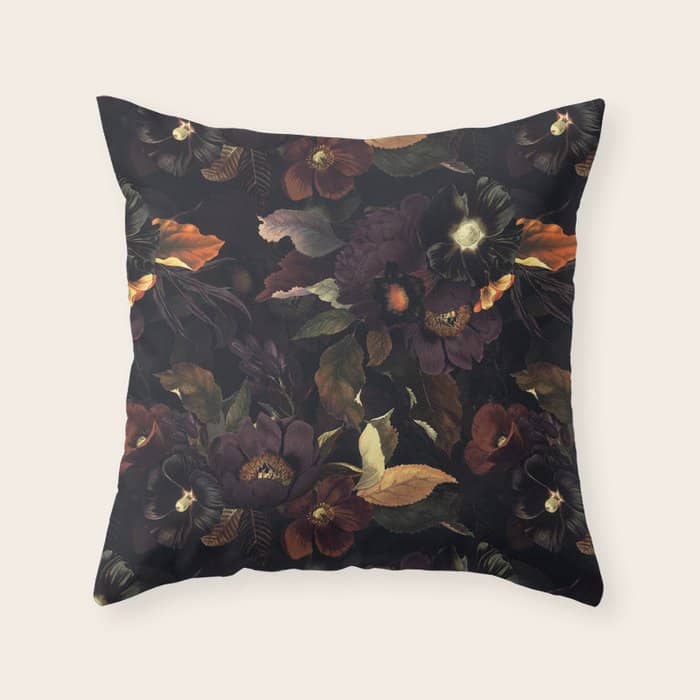Vintage & Shabby Chic - Flowers At Night Throw Pillow