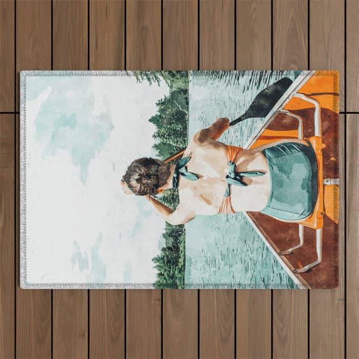 Row Your Own Boat | Woman Empowerment Confidence Painting | Positive Growth Mindset Boho Adventure  Outdoor Rug