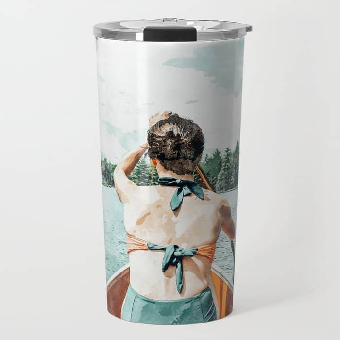 Row Your Own Boat | Woman Empowerment Confidence Painting | Positive Growth Mindset Boho Adventure  Travel Mug