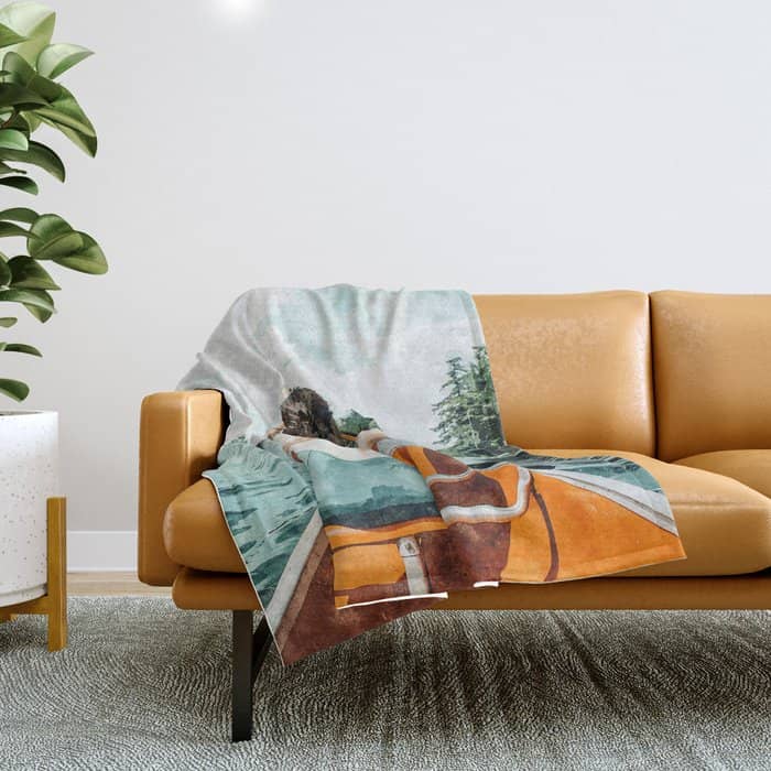 Row Your Own Boat | Woman Empowerment Confidence Painting | Positive Growth Mindset Boho Adventure  Throw Blanket