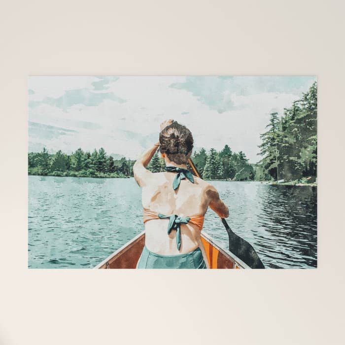 Row Your Own Boat | Woman Empowerment Confidence Painting | Positive Growth Mindset Boho Adventure  Welcome Mat
