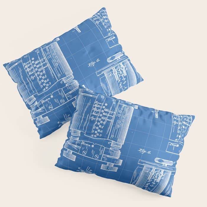 First Computer Patent - Technology Art - Blueprint Pillow Sham