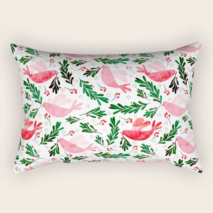 Festive Birds - Christmas Pattern No2 Rectangular Pillow