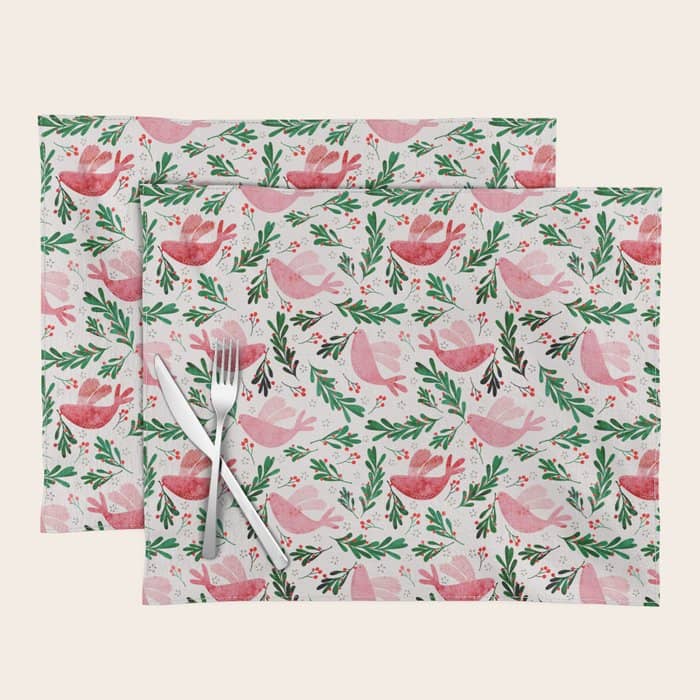 Festive Birds - Christmas Pattern No2 Placemat