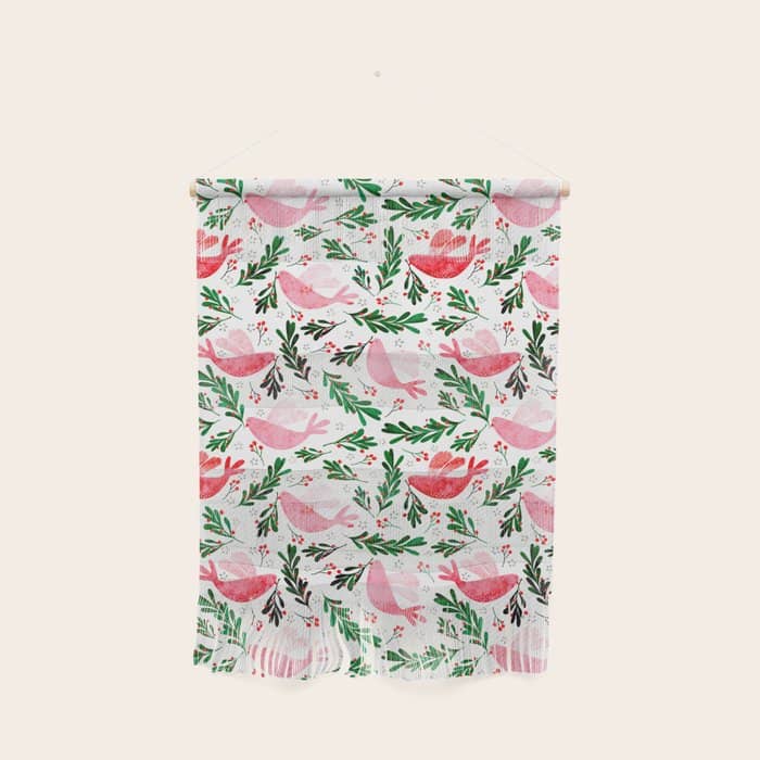 Festive Birds - Christmas Pattern No2 Wall Hanging