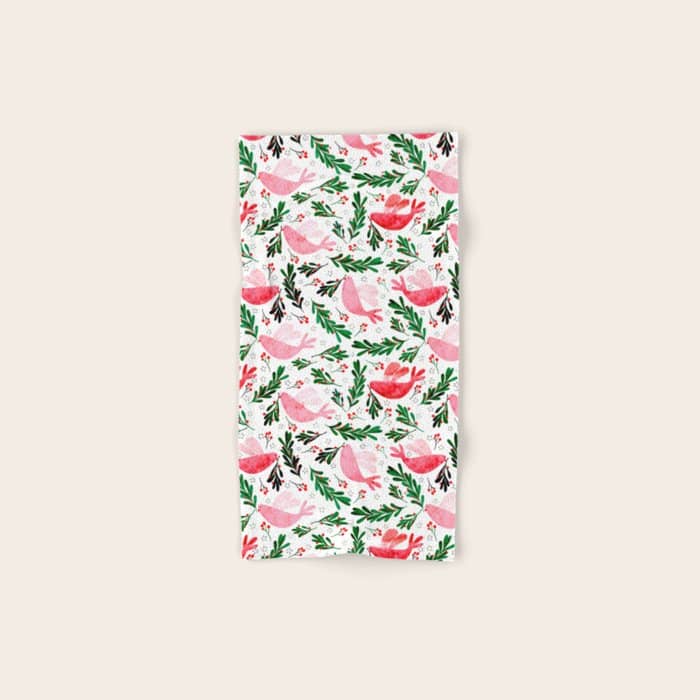 Festive Birds - Christmas Pattern No2 Bath Towel