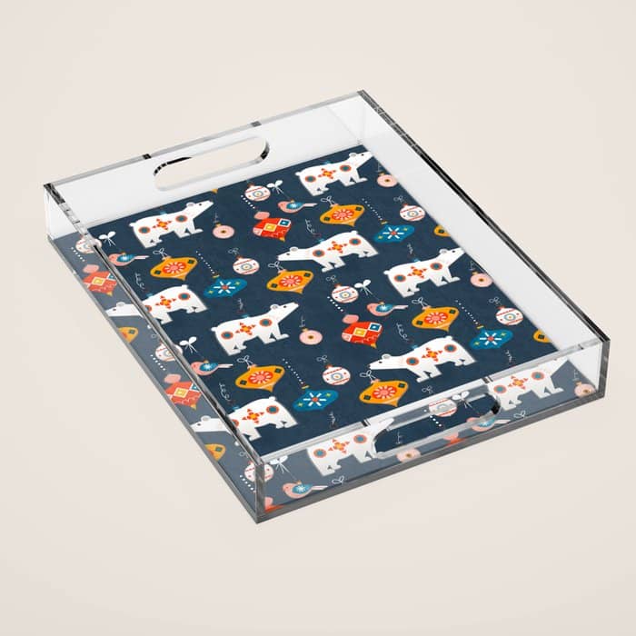 Christmas Retro Decorations No2 Acrylic Tray