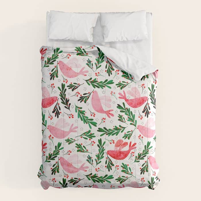 Festive Birds - Christmas Pattern No2 Comforter