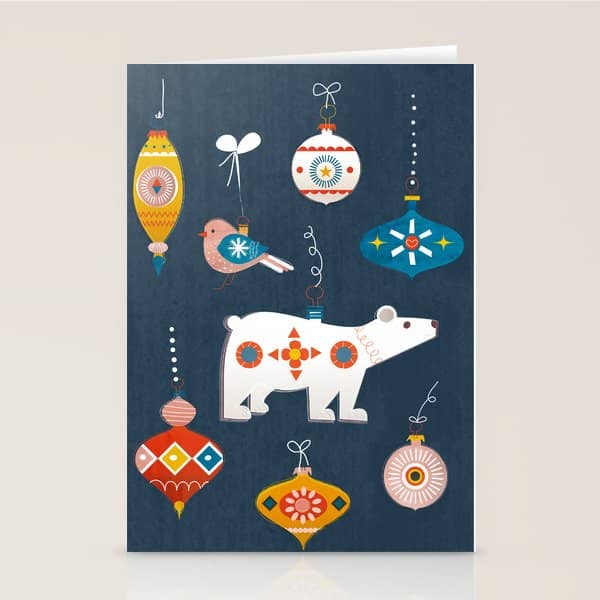 Christmas Retro Decorations No2 Stationery Card