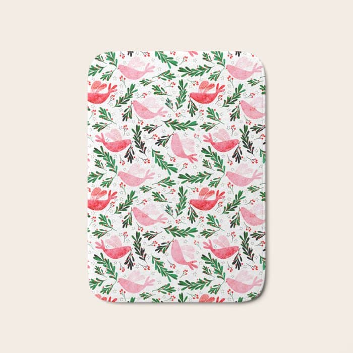 Festive Birds - Christmas Pattern No2 Bath Mat