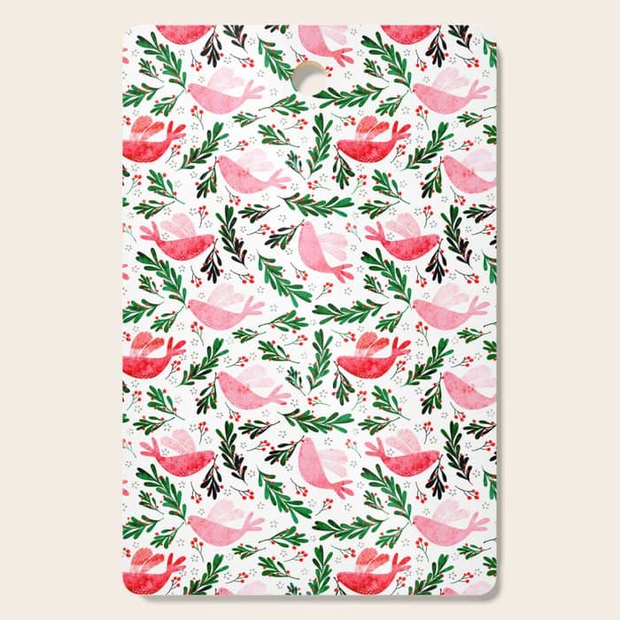 Festive Birds - Christmas Pattern No2 Cutting Board