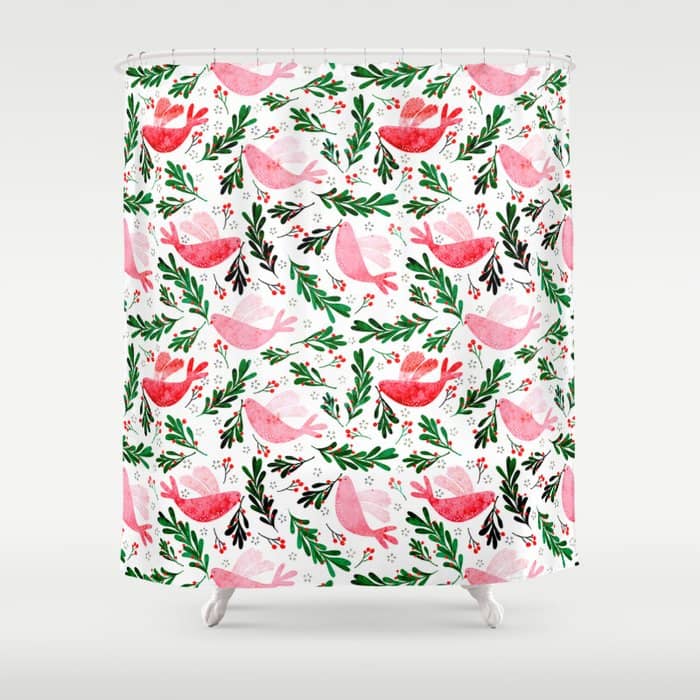 Festive Birds - Christmas Pattern No2 Shower Curtain