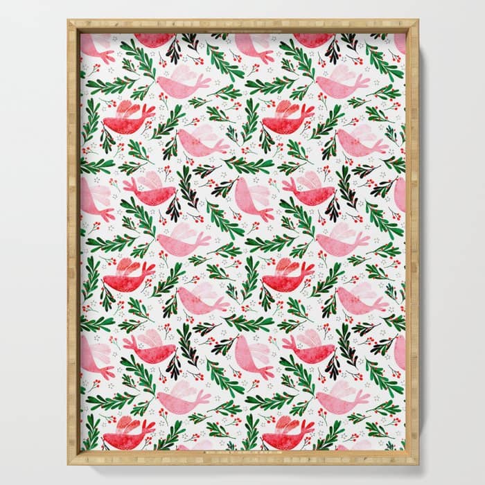 Festive Birds - Christmas Pattern No2 Serving Tray