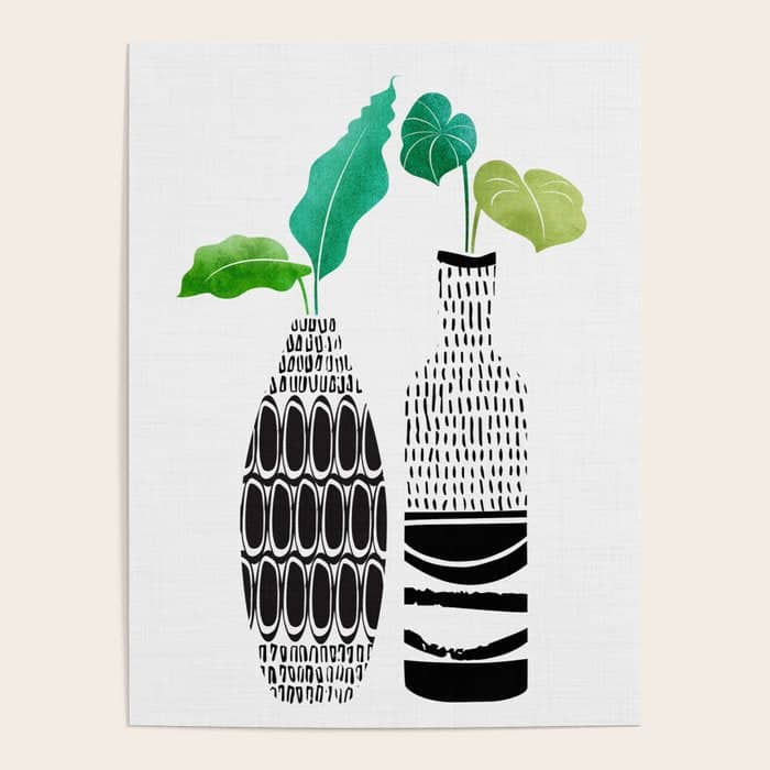 Tribal Vases Ii With Tropical Greenery Poster