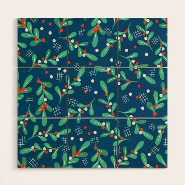 Misseltoe -  Christmas Pattern No1 Wood Wall Art