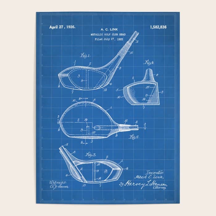 Golf Driver Patent - Golf Art - Blueprint Poster