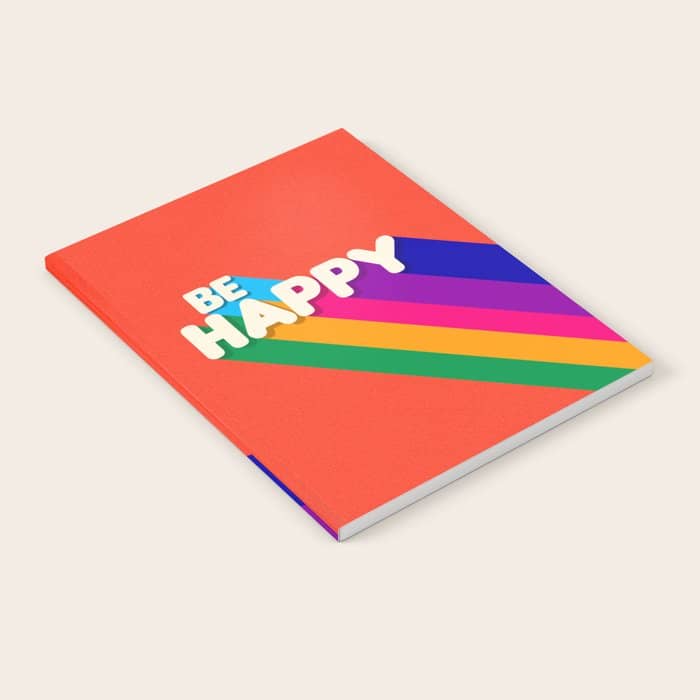 Be Happy - Rainbow Retro Typography Notebook