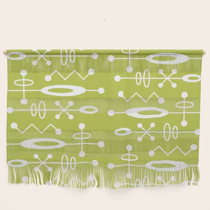 Mid Century Modern Radioactive Surfer 251 Chartreuse Wall Hanging