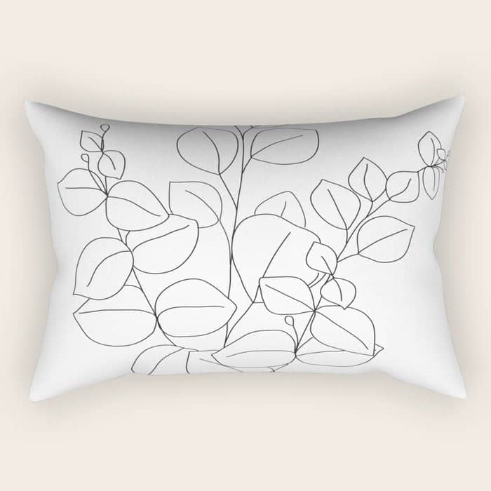Minimalistic Eucalyptus  Line Art Rectangular Pillow