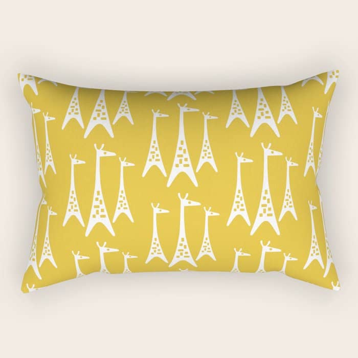 Mid Century Modern Giraffe Pattern 221 Mustard Yellow Rectangular Pillow