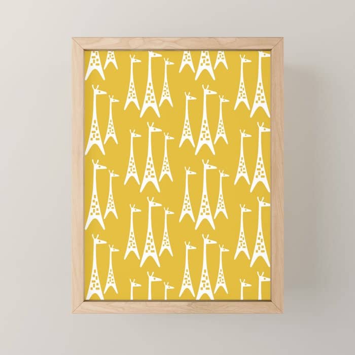 Mid Century Modern Giraffe Pattern 221 Mustard Yellow Mini Art Print