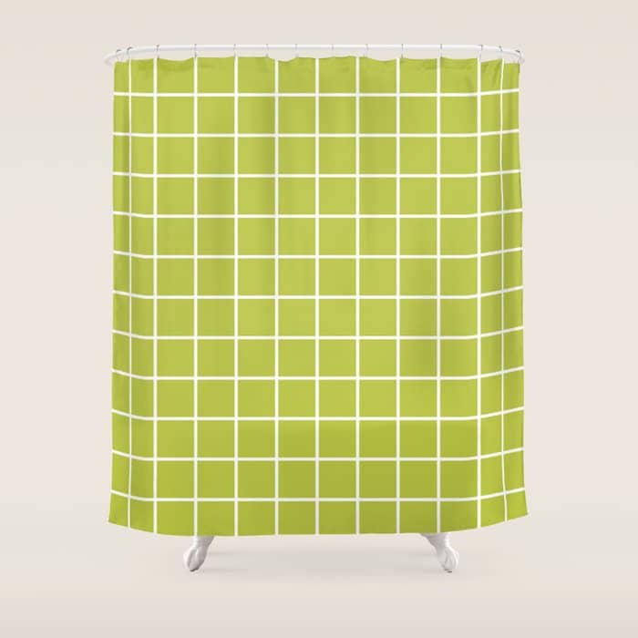 Grid Pattern Chartreuse 2 Shower Curtain