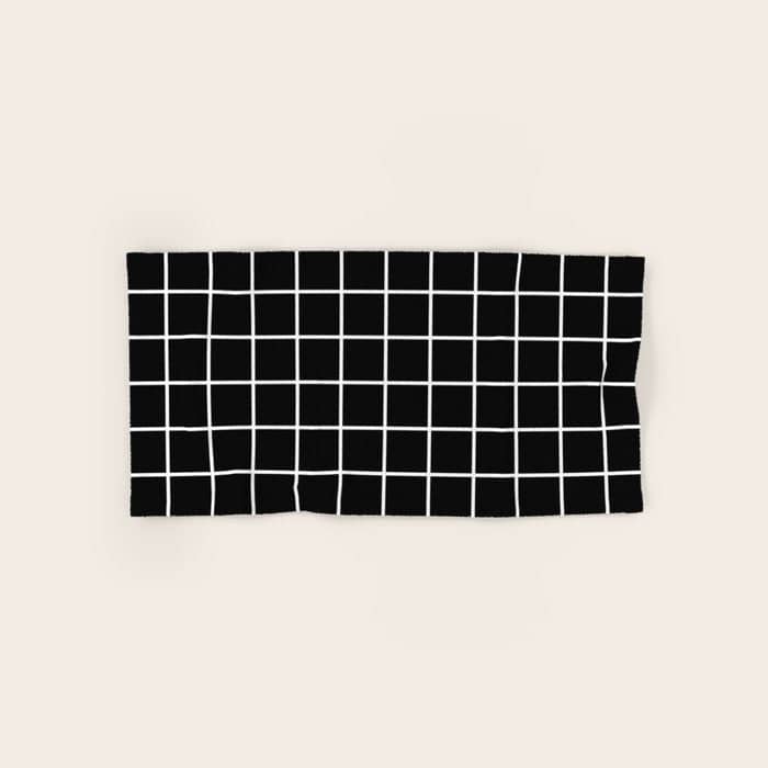 Grid Pattern Black And White 2 Bath Towel