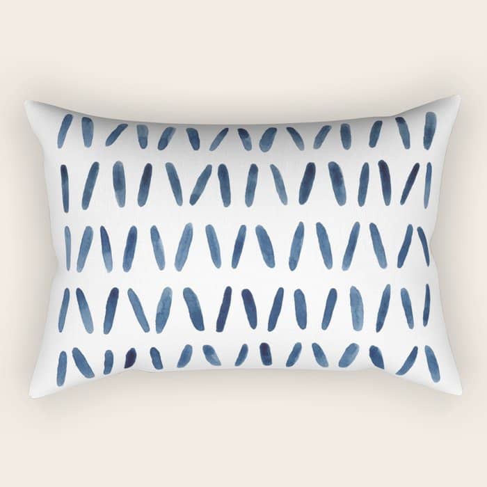 Strokes Pattern | Indigo Watercolor Painting Rectangular Pillow