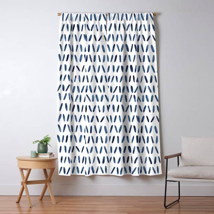 Strokes Pattern | Indigo Watercolor Painting Window Curtain