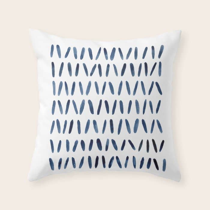 Strokes Pattern | Indigo Watercolor Painting Throw Pillow
