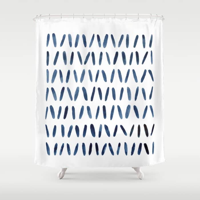 Strokes Pattern | Indigo Watercolor Painting Shower Curtain