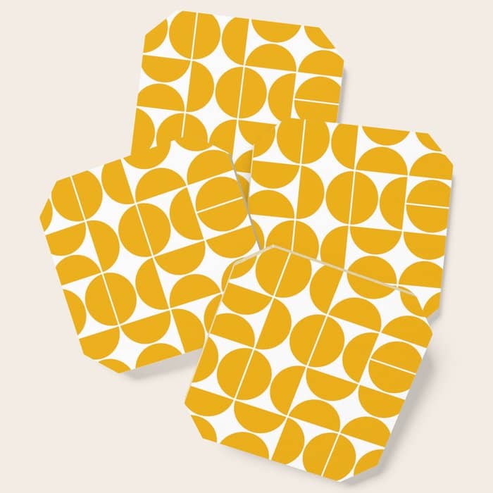 Mid Century Modern Geometric 04 Yellow Coaster