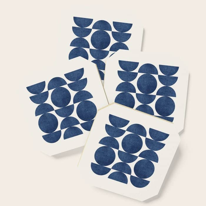Blue Navy Retro Scandinavian Mid Century Modern Coaster