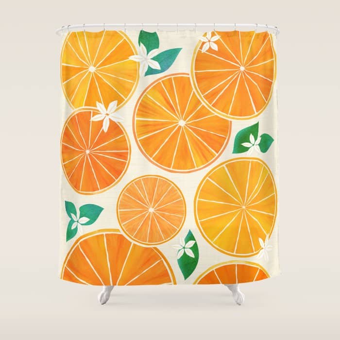 Orange Slices With Blossoms Shower Curtain