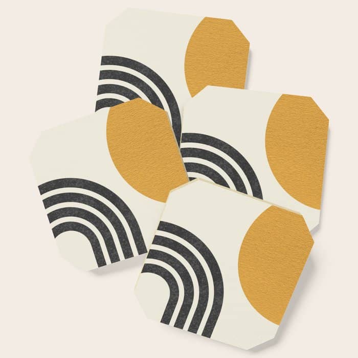 Mid Century Modern Sun And Rainbow Coaster