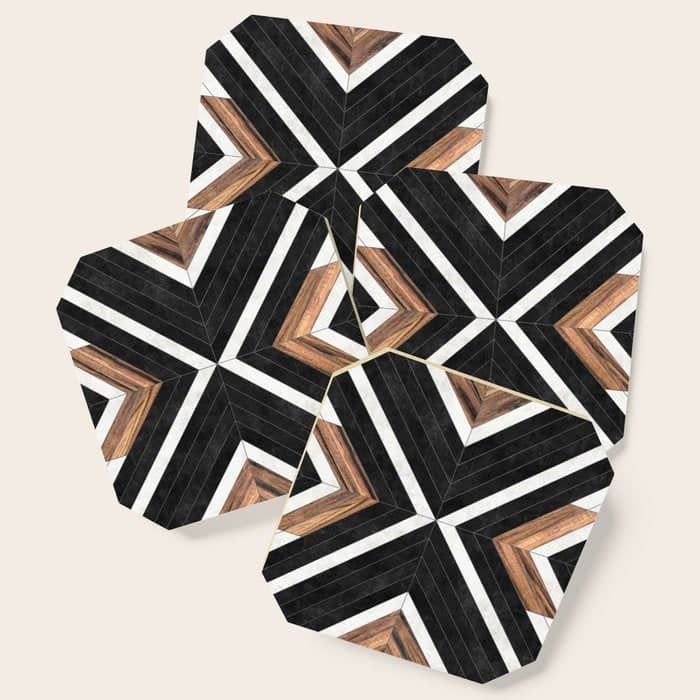 Urban Tribal Pattern No.1 - Concrete And Wood Coaster