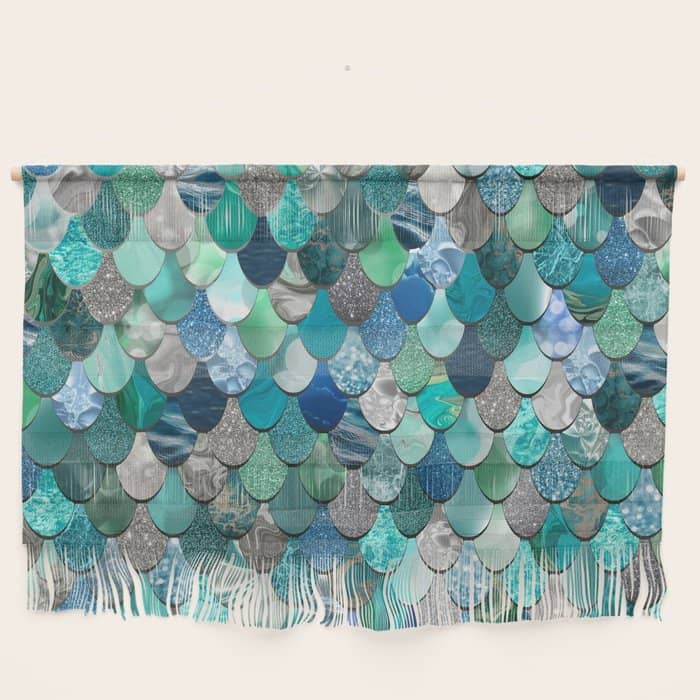 Mermaid Art, Sea,Teal, Mint, Aqua, Blue Wall Hanging