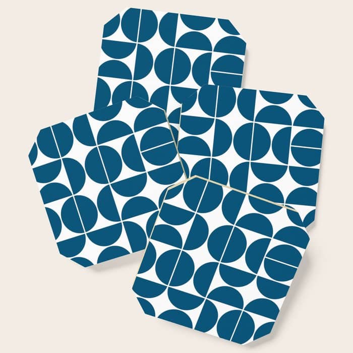 Mid Century Modern Geometric 04 Blue Coaster