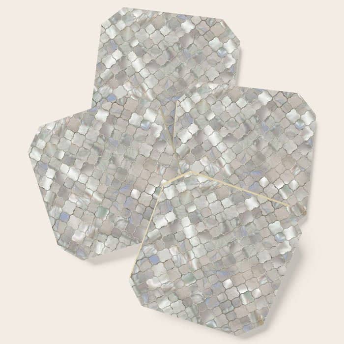 Quatrefoil Moroccan Pattern Mother Of Pearl Coaster