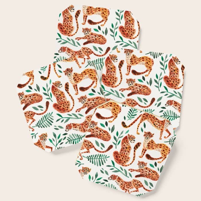 Cheetah Collection - Orange & Green Palette Coaster