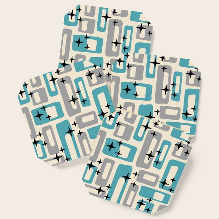 Mid Century Modern Decoration Kitsch 223 Blue And Gray Coaster