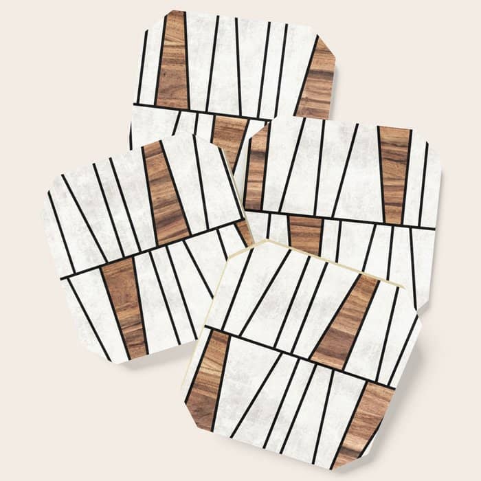 Mid-Century Modern Pattern No.4 - Concrete And Wood Coaster