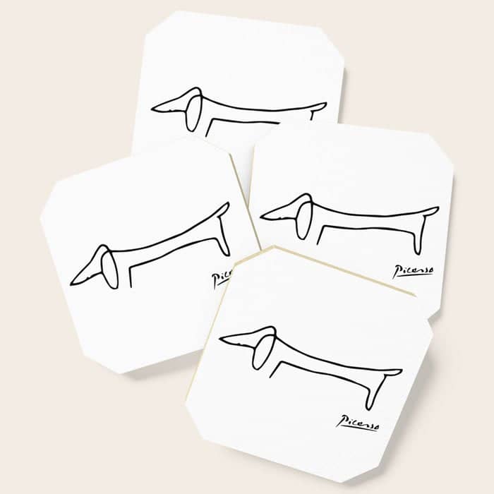 Pablo Picasso Dog (Lump) Artwork Shirt, Sketch Reproduction Coaster