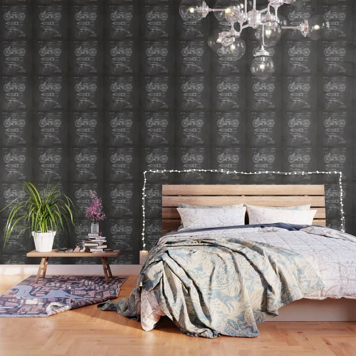 Harley Motorcycle Patent - Harley Bike Art - Black Chalkboard Wallpaper